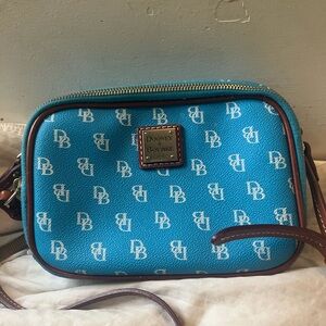 Dooney & Bourke Blue DB Monogram Crossbody with Red Lining